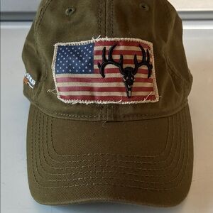Field & Stream Khaki Green Hunters Cap Hat American Flag Adj Velcro(OS)